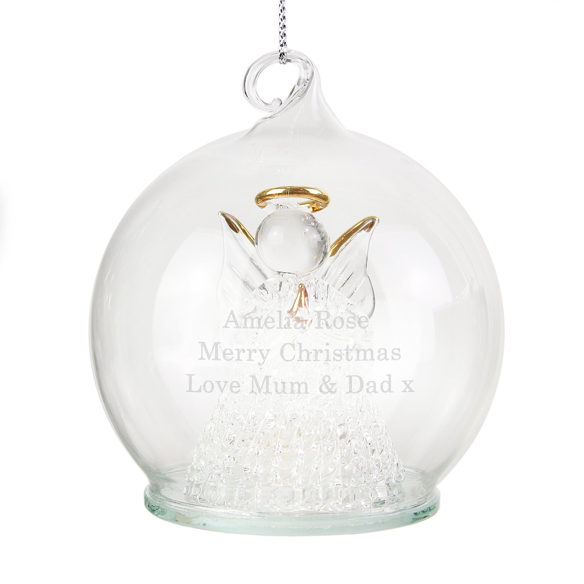 Personalised Christmas Message LED Angel Bauble - MK&JD Gifts