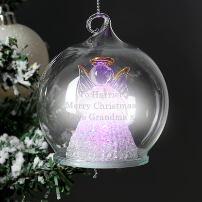 Personalised Christmas Message LED Angel Bauble - MK&JD Gifts