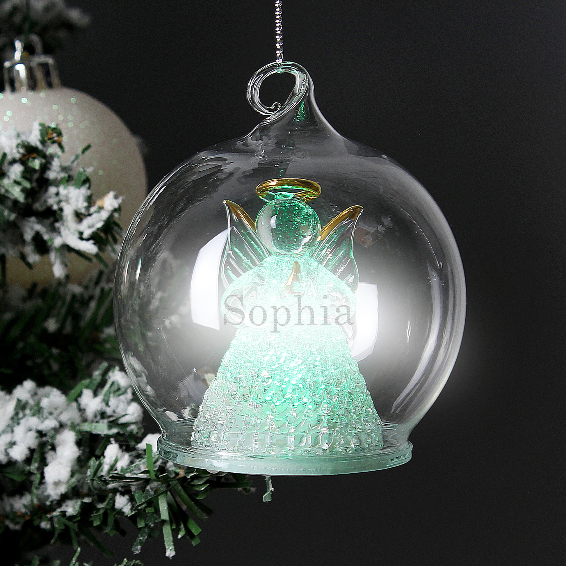 Personalised Christmas Message LED Angel Bauble - MK&JD Gifts