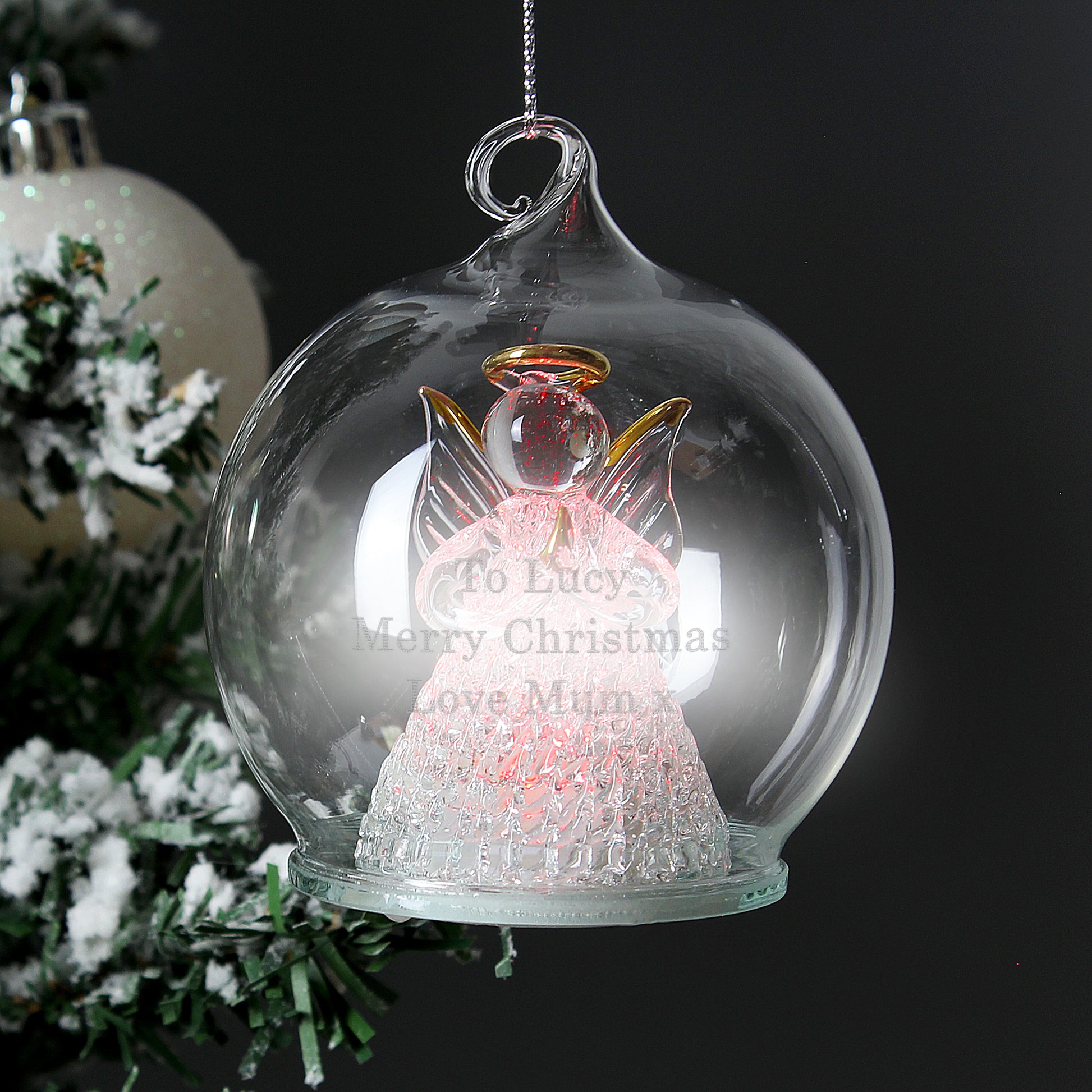 Personalised Christmas Message LED Angel Bauble - MK&JD Gifts