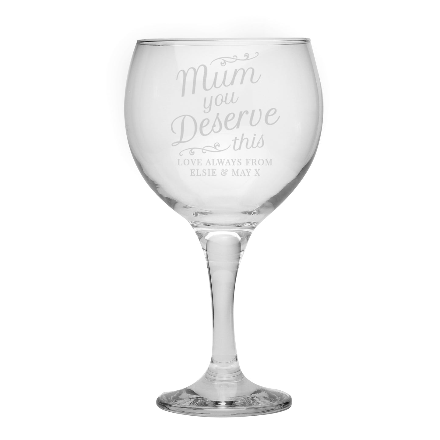 Personalised 'Mum You Deserve This' Gin Balloon Glass - MK&JD Gifts