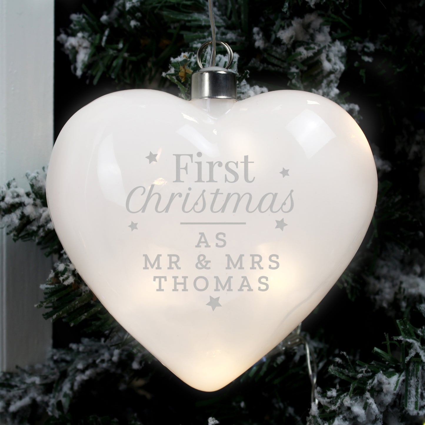 Personalised First Christmas LED Hanging Glass Heart - MK&JD Gifts