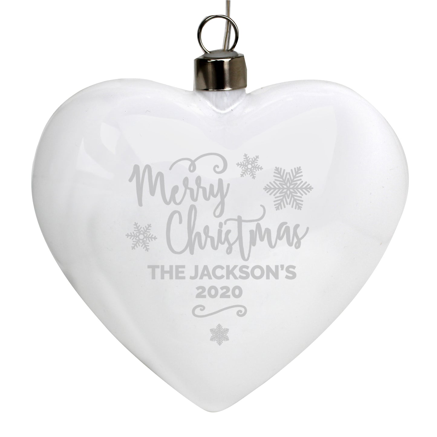 Personalised Merry Christmas LED Hanging Glass Heart - MK&JD Gifts