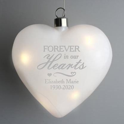 Personalised Forever In Our Hearts LED Hanging Glass Heart - MK&JD Gifts