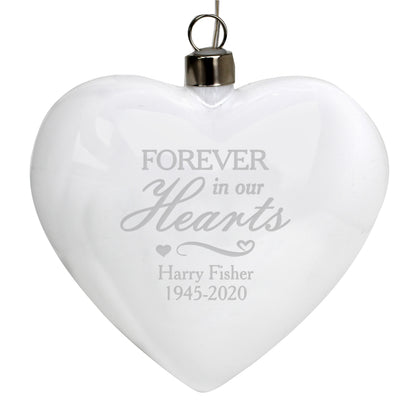 Personalised Forever In Our Hearts LED Hanging Glass Heart - MK&JD Gifts