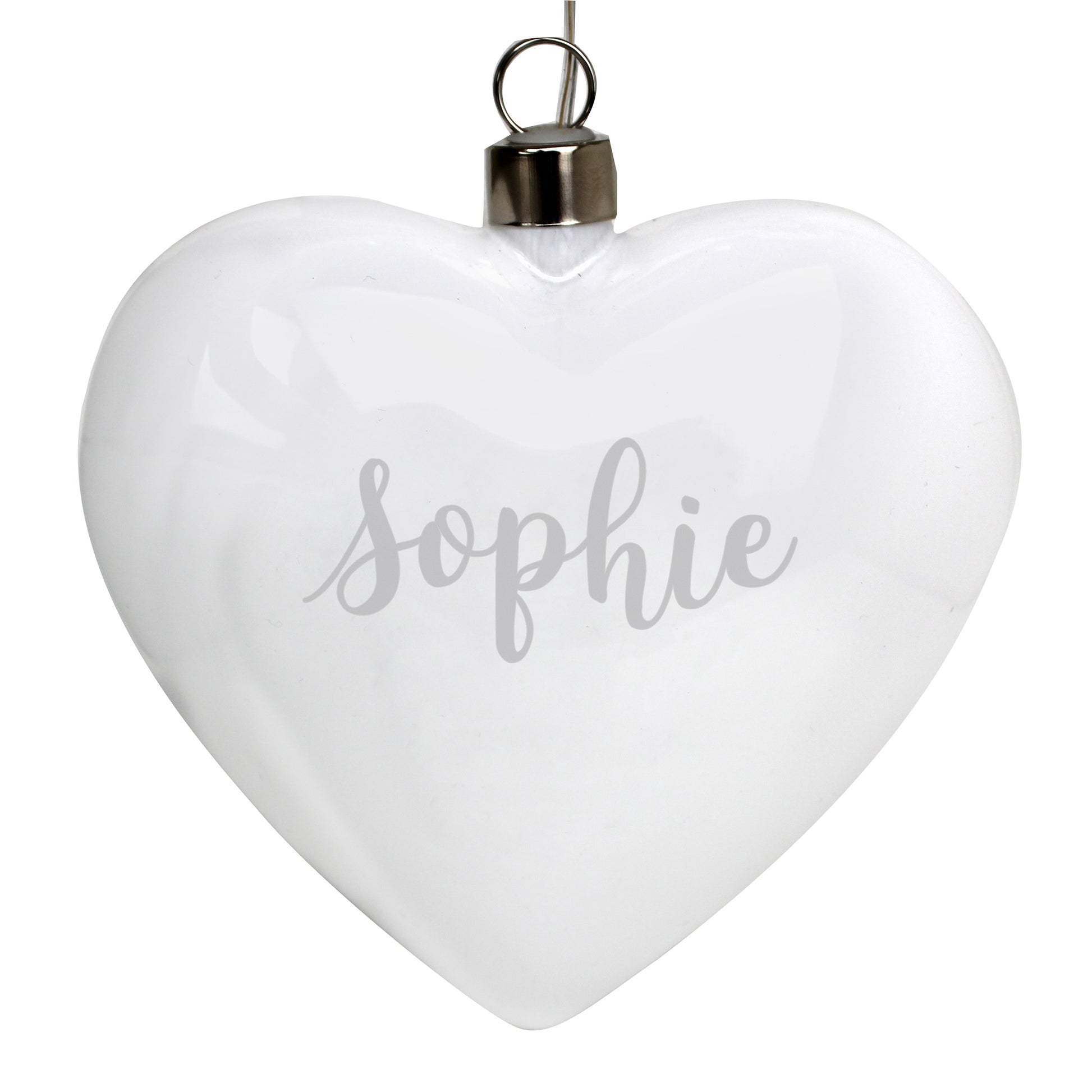 Personalised Name Only LED Hanging Glass Heart - MK&JD Gifts