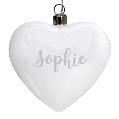 Personalised Name Only LED Hanging Glass Heart - MK&JD Gifts