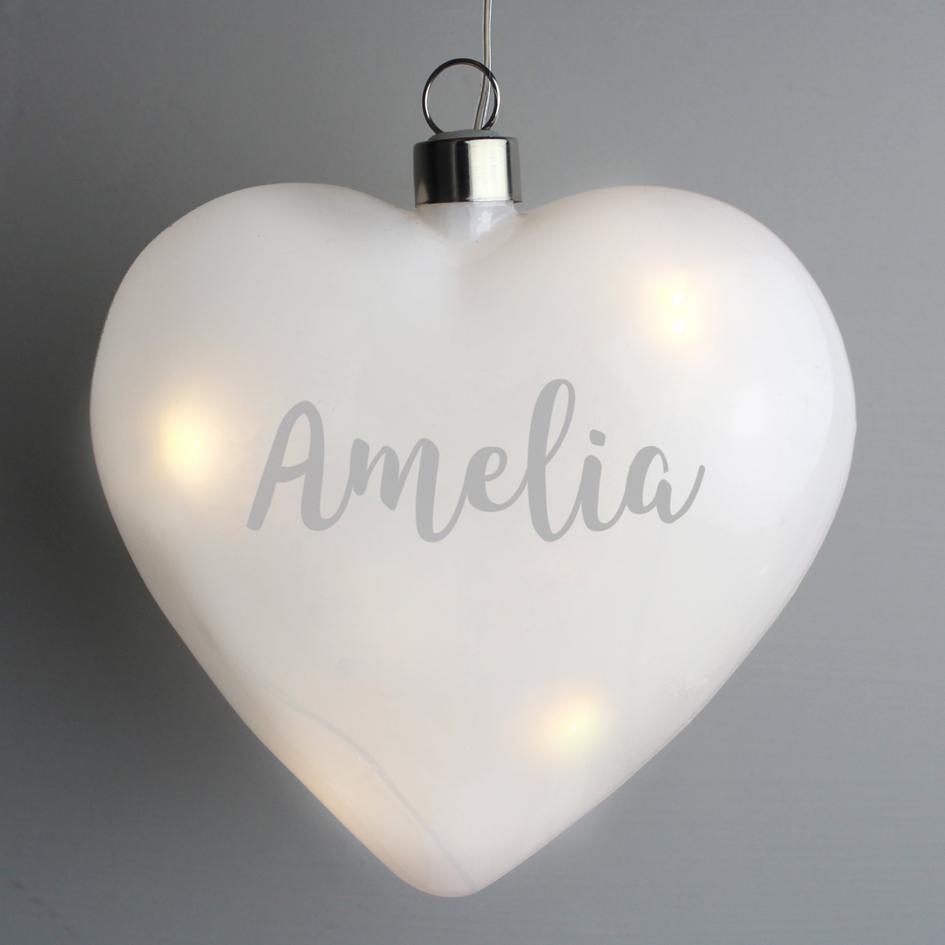 Personalised Name Only LED Hanging Glass Heart - MK&JD Gifts