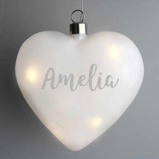 Personalised Name Only LED Hanging Glass Heart - MK&JD Gifts