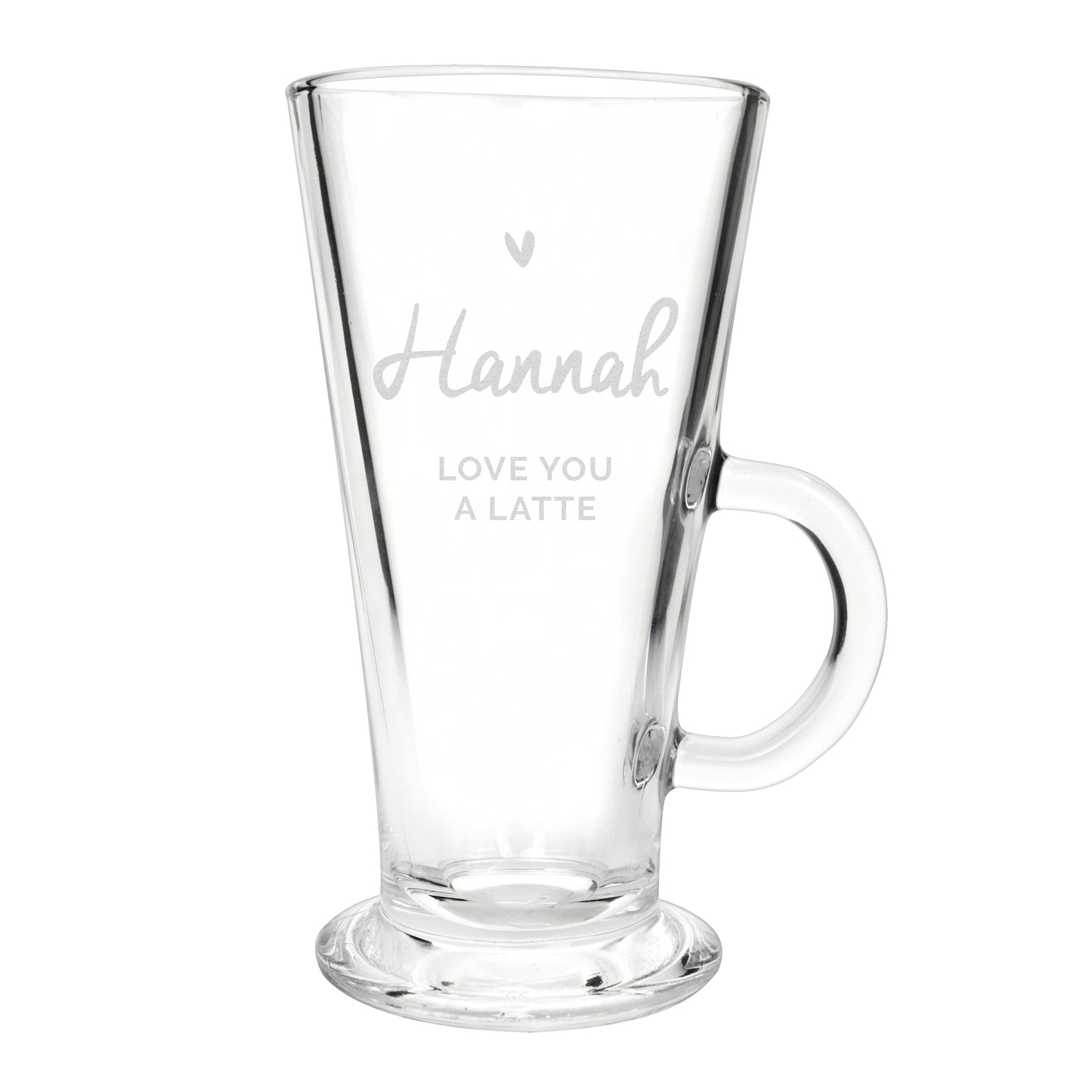 Personalised Heart Latte Glass - MK&JD Gifts