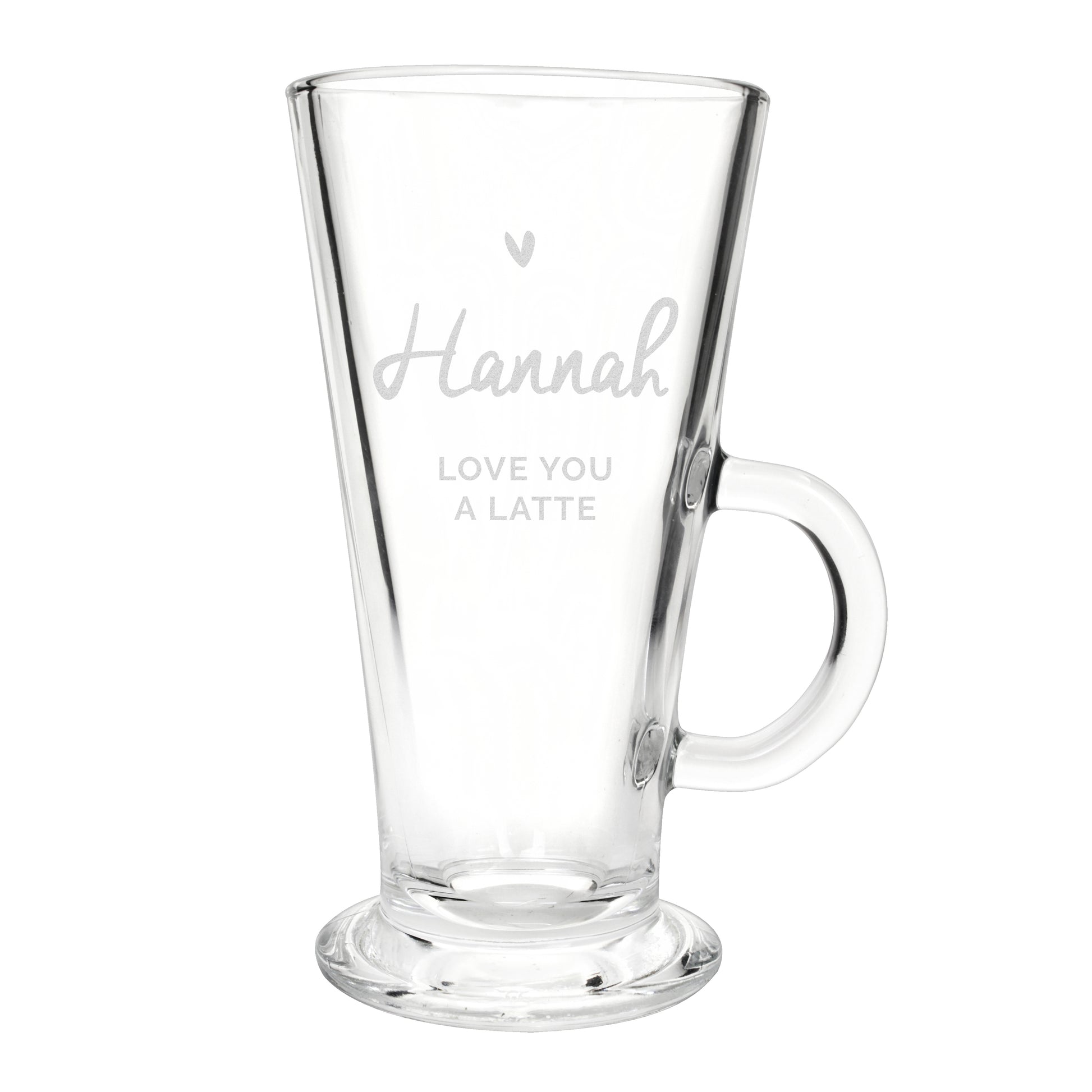 Personalised Heart Latte Glass - MK&JD Gifts