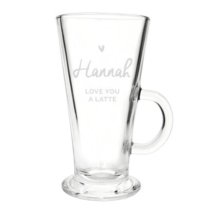 Personalised Heart Latte Glass - MK&JD Gifts