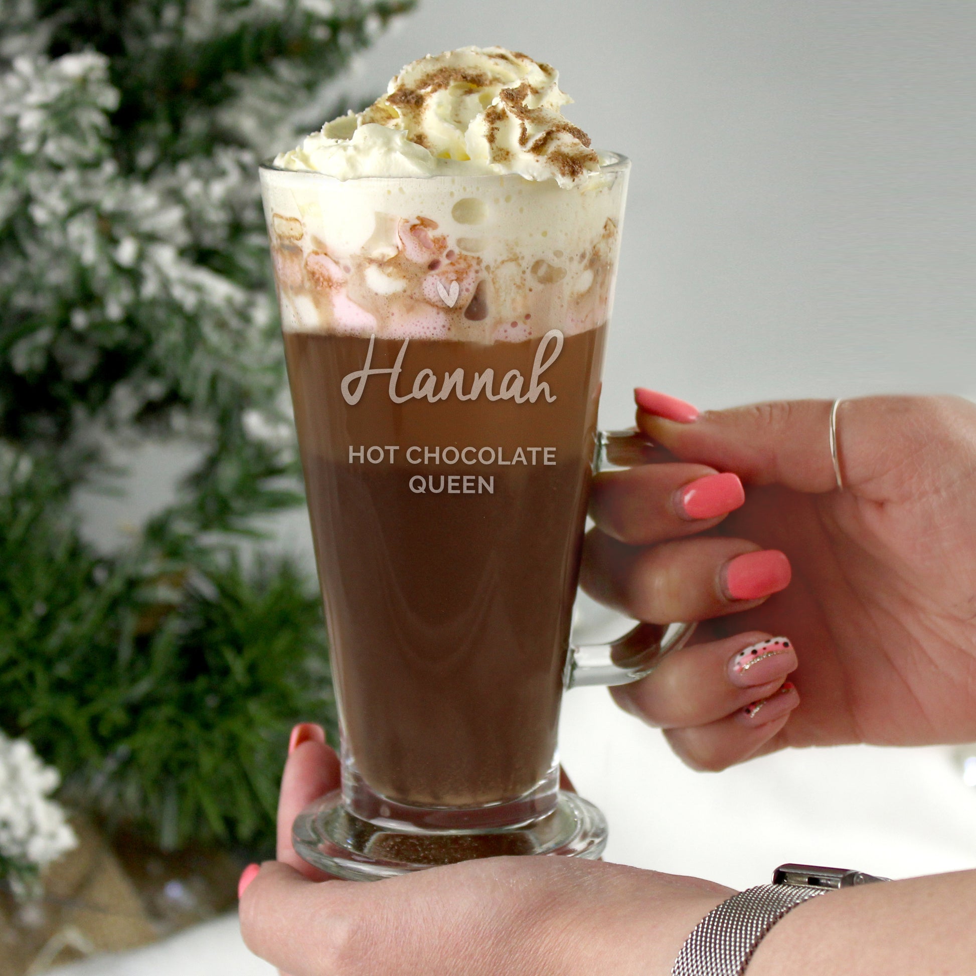 Personalised Heart Latte Glass - MK&JD Gifts