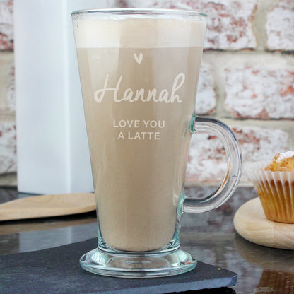 Personalised Heart Latte Glass - MK&JD Gifts