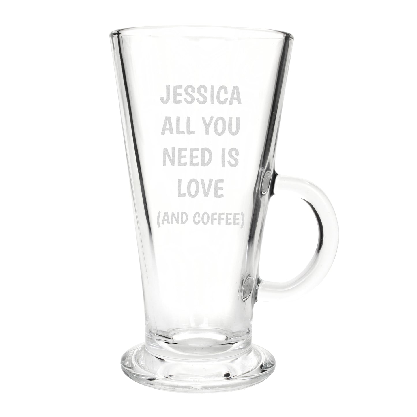 Personalised All You Need Is Love Latte Glass - MK&JD Gifts