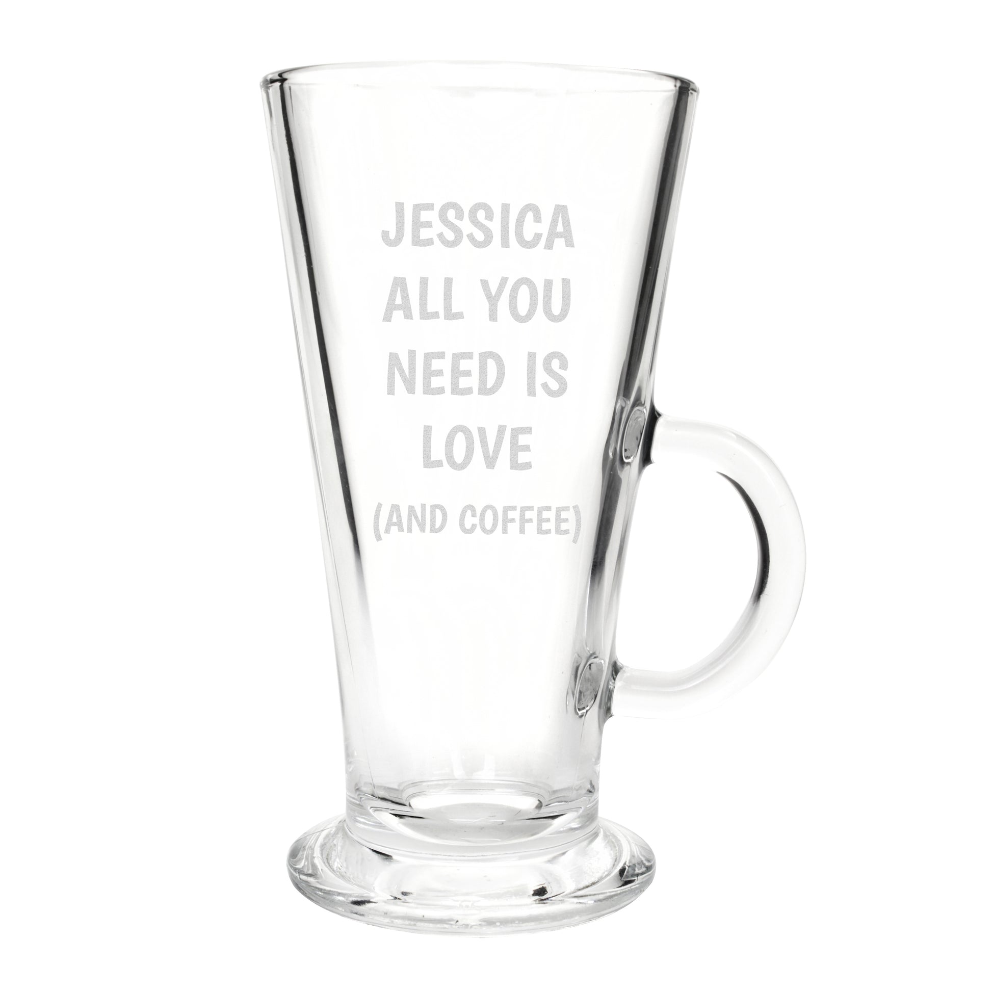 Personalised All You Need Is Love Latte Glass - MK&JD Gifts