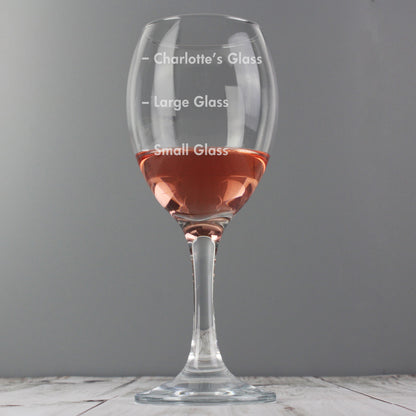 Personalised Measures Wine Glass - MK&JD Gifts