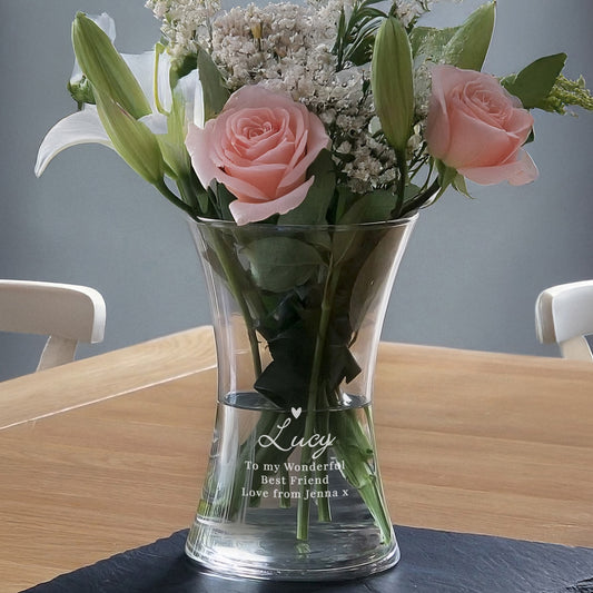 Personalised Love Heart Glass Vase - MK&JD Gifts