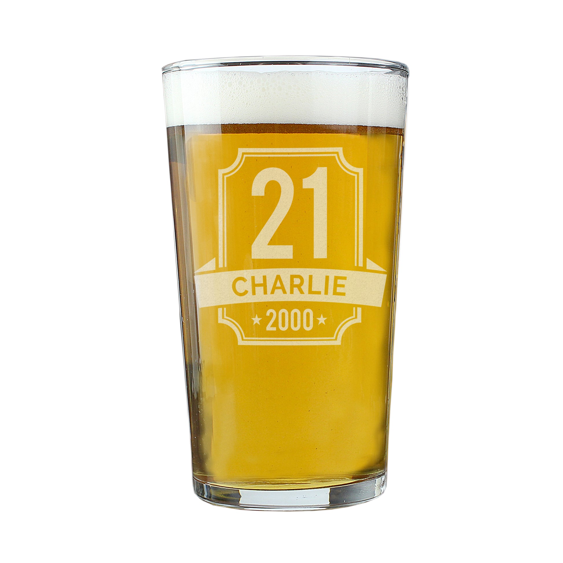 Personalised Big Age & Name Birthday Pint Glass - MK&JD Gifts