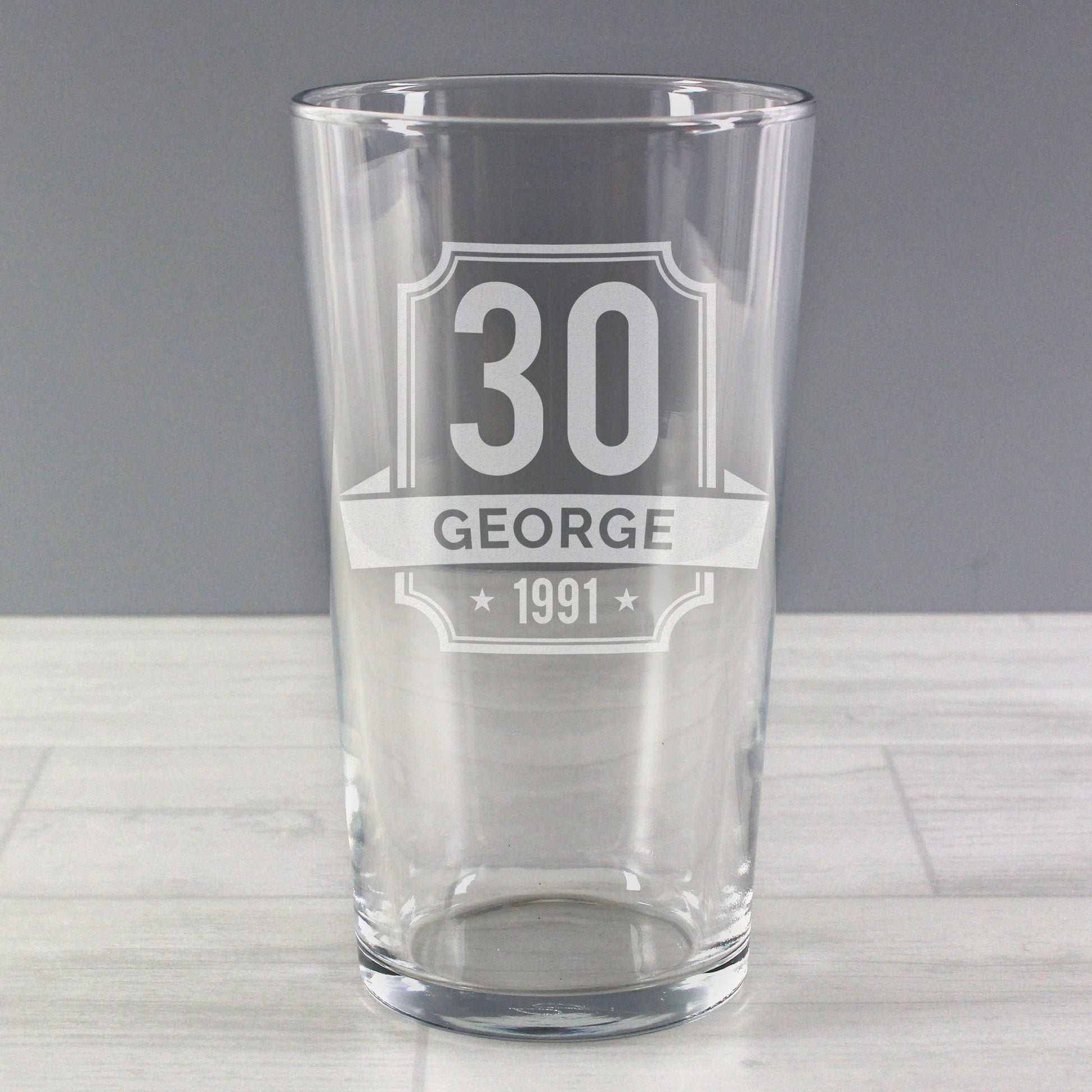 Personalised Big Age & Name Birthday Pint Glass - MK&JD Gifts