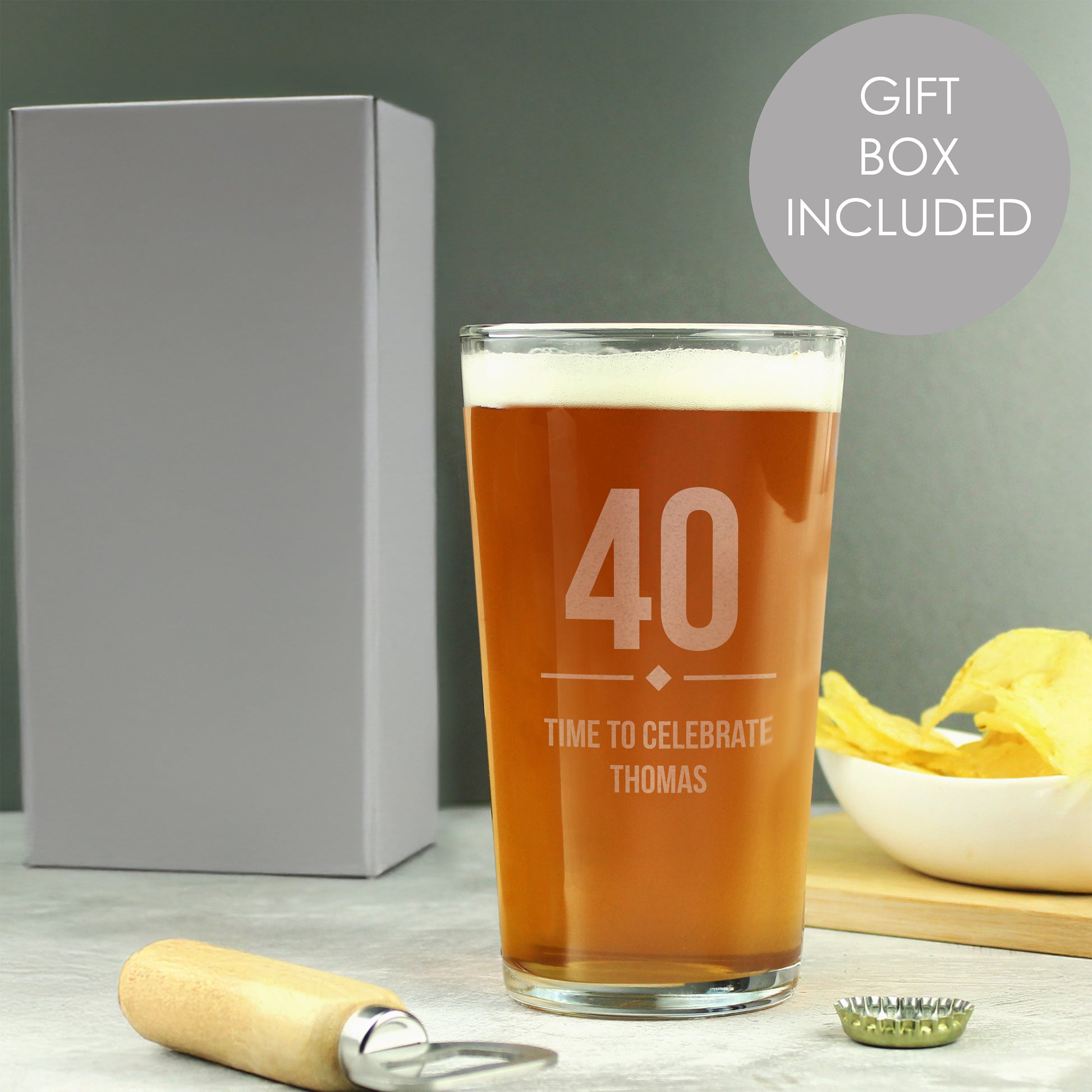 Personalised Big Age Birthday Pint Glass - MK&JD Gifts