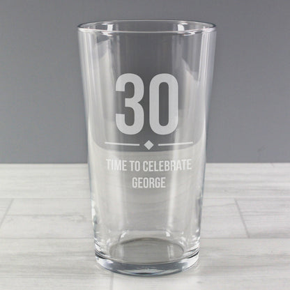 Personalised Big Age Birthday Pint Glass - MK&JD Gifts