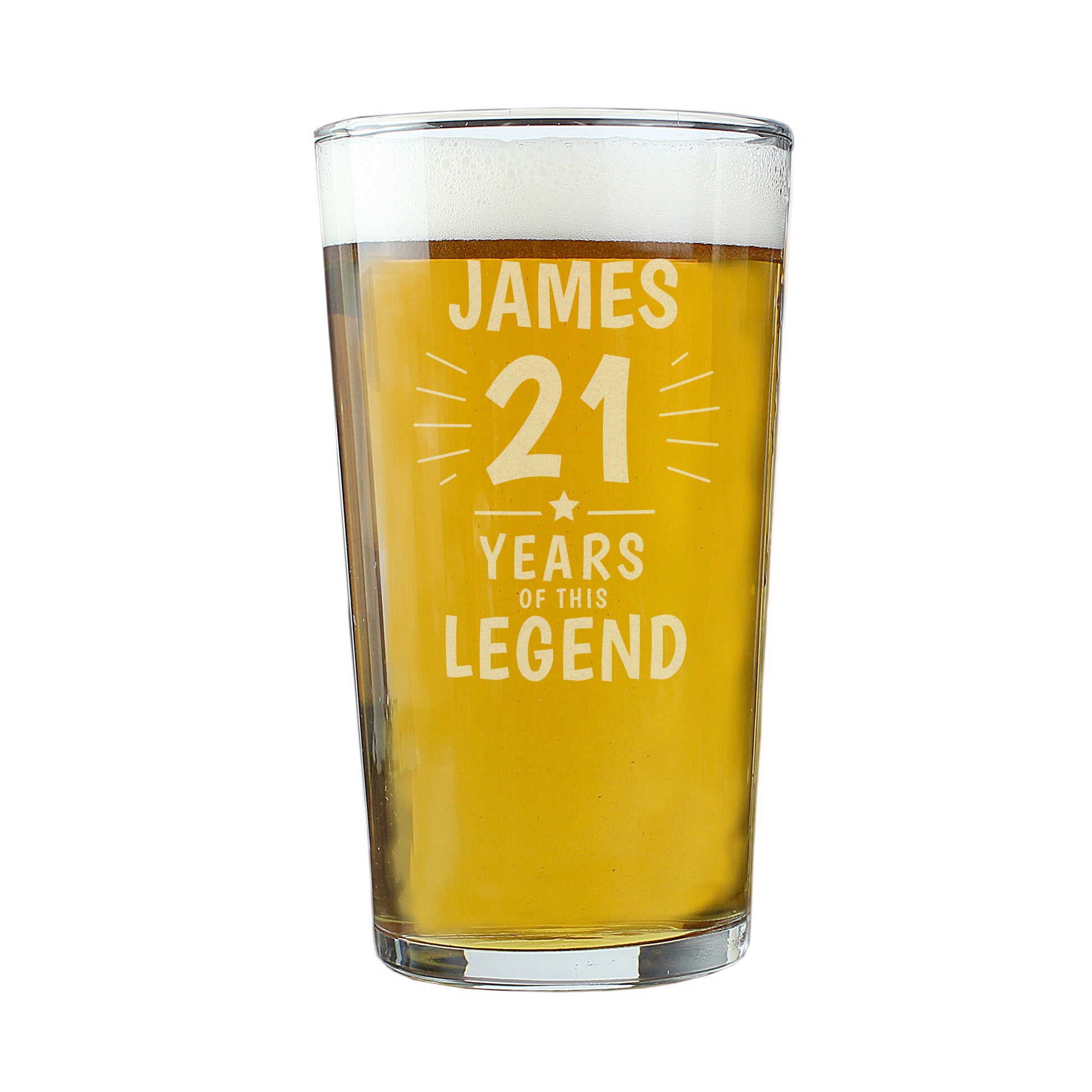 Personalised Years of This Legend Birthday Pint Glass - MK&JD Gifts