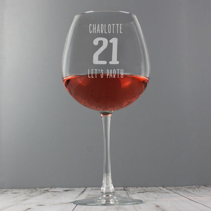 Personalised Big Age Bottle of Wine Glass - MK&JD Gifts