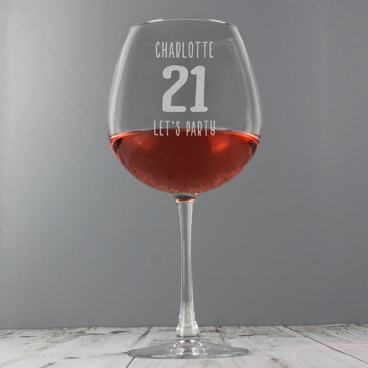 Personalised Big Age Bottle of Wine Glass - MK&JD Gifts