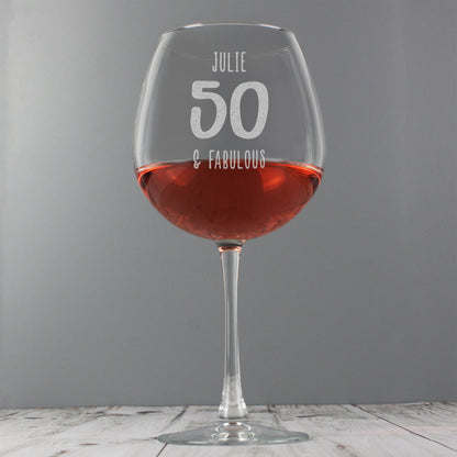 Personalised Big Age Bottle of Wine Glass - MK&JD Gifts
