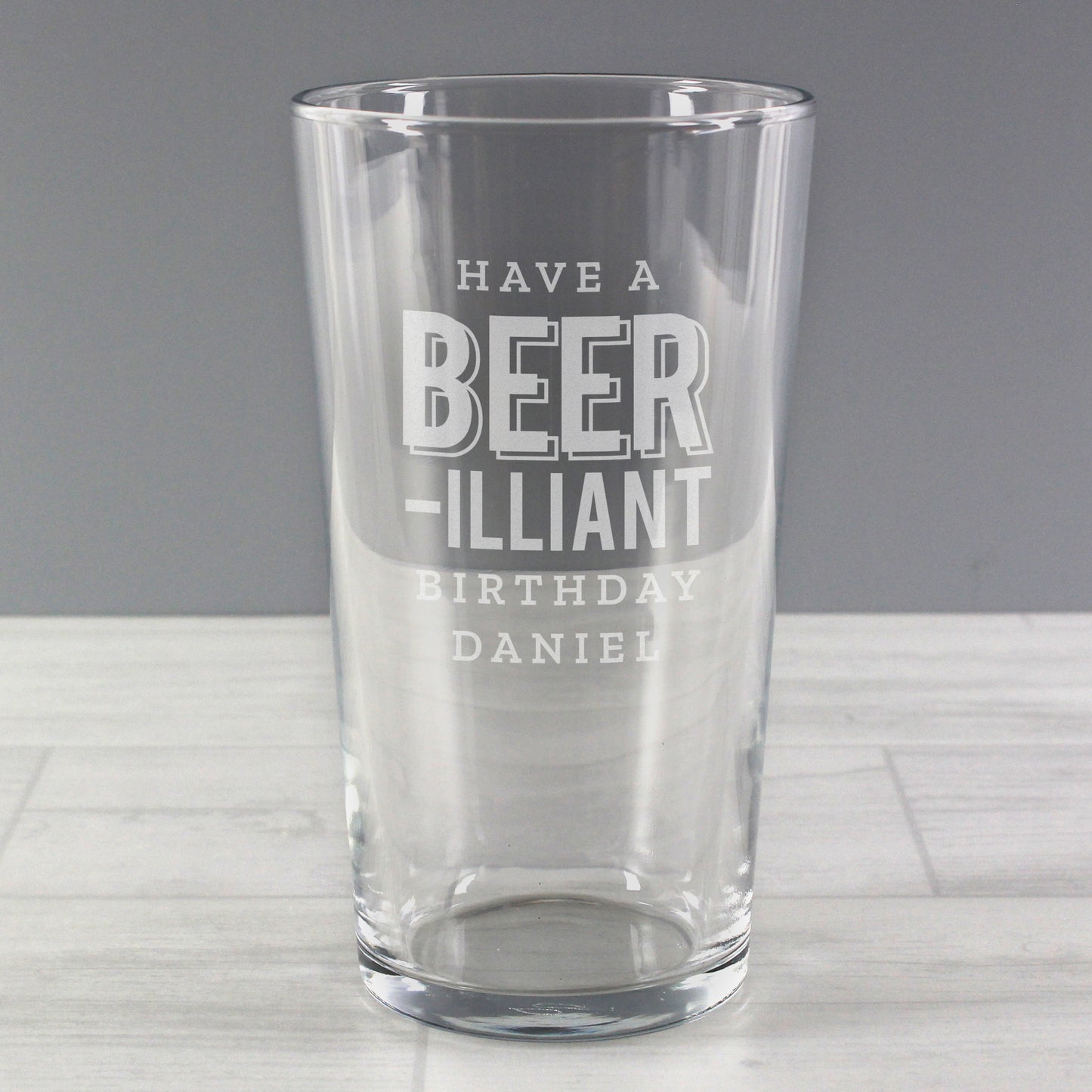 Personalised Beer-Illiant Birthday Pint Glass - MK&JD Gifts