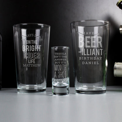 Personalised Beer-Illiant Birthday Pint Glass - MK&JD Gifts