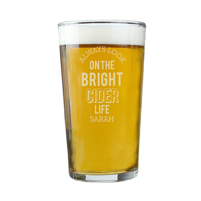Personalised Always Look On The Bright Cider Life Pint Glass - MK&JD Gifts
