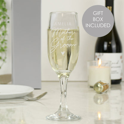 Personalised Mother of the Groom Flute Glass - MK&JD Gifts