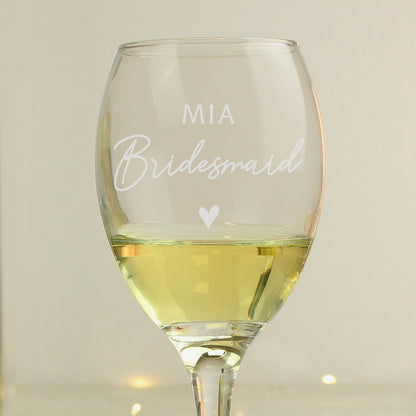 Personalised Bridesmaid Wine Glass - MK&JD Gifts