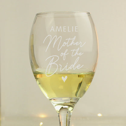 Personalised Mother of the Bride Wine Glass - MK&JD Gifts