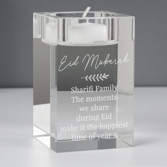 Personalised Leaf Free Text Glass Tea Light Holder - MK&JD Gifts