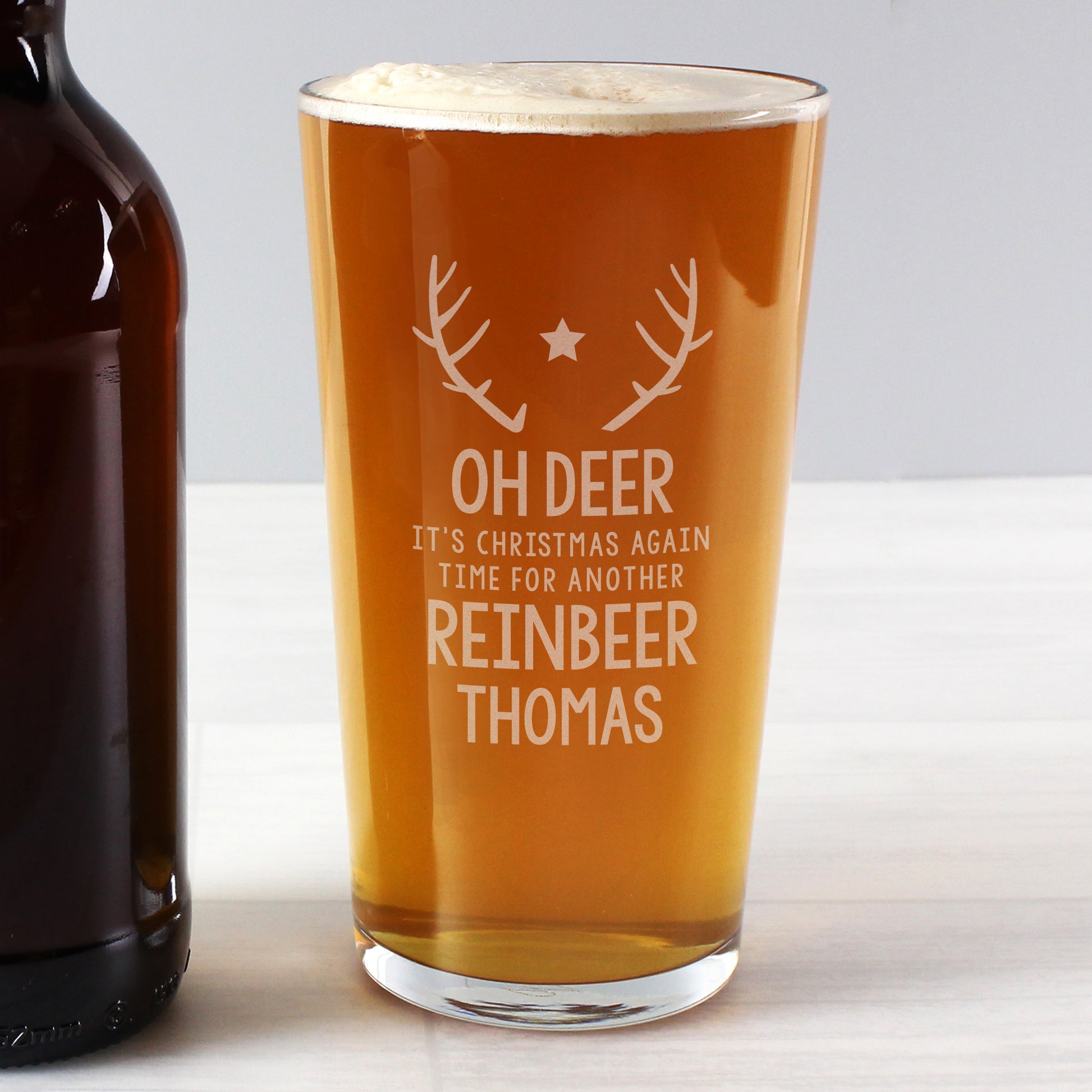 Personalised Time For A Reinbeer Pint Glass - MK&JD Gifts
