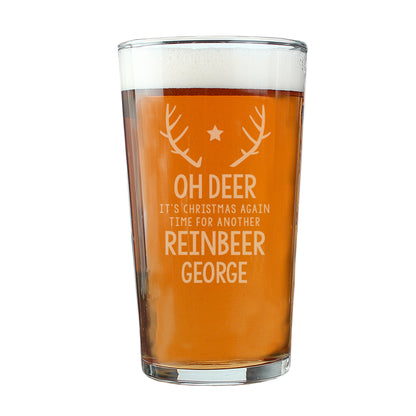 Personalised Time For A Reinbeer Pint Glass - MK&JD Gifts