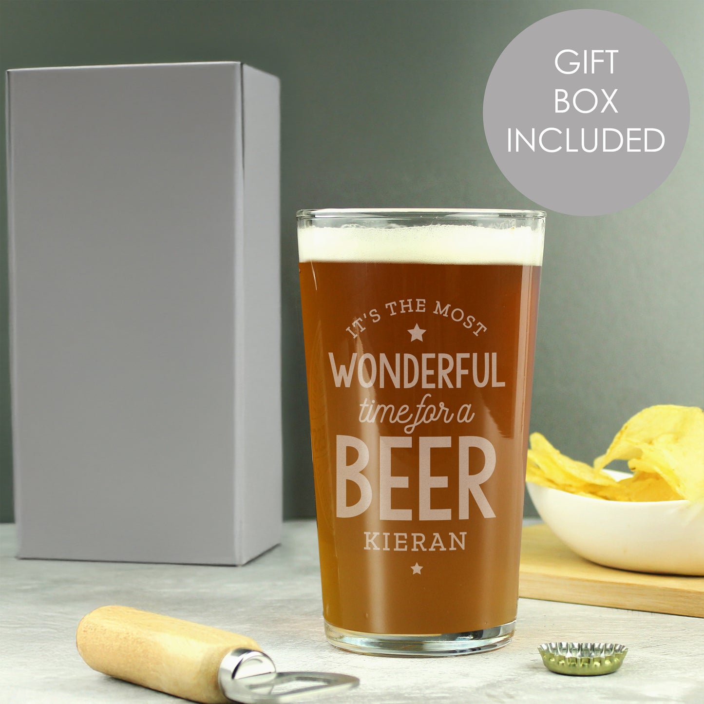 Personalised Wonderful Time For A Beer Pint Glass - MK&JD Gifts