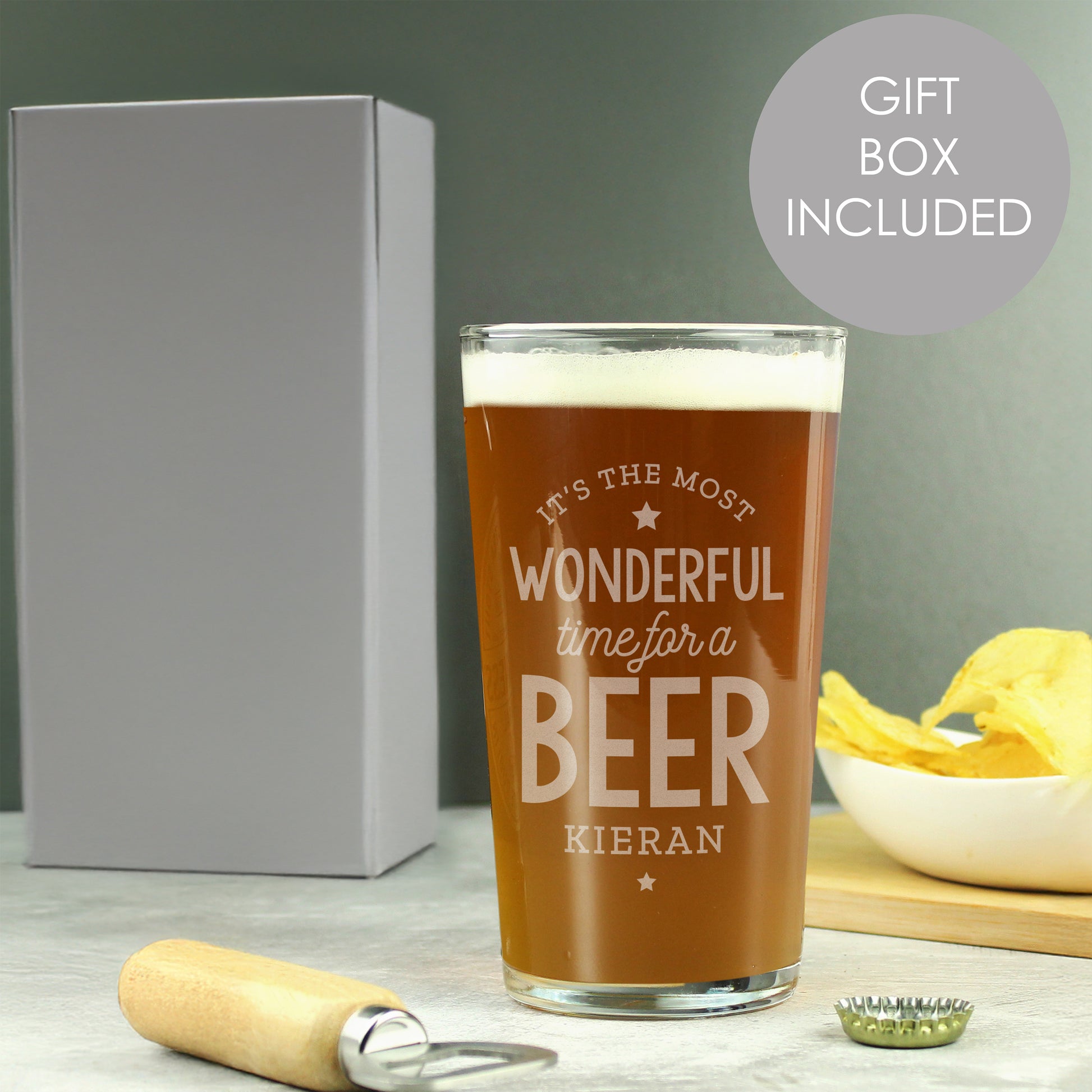 Personalised Wonderful Time For A Beer Pint Glass - MK&JD Gifts