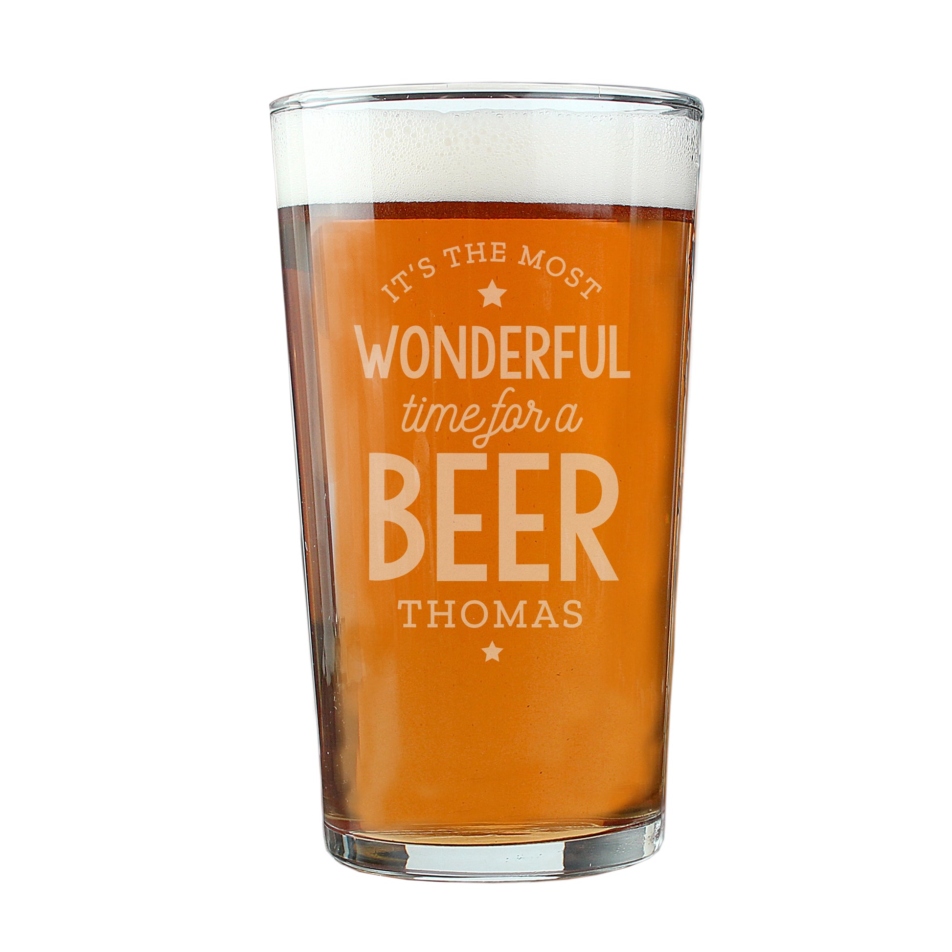 Personalised Wonderful Time For A Beer Pint Glass - MK&JD Gifts