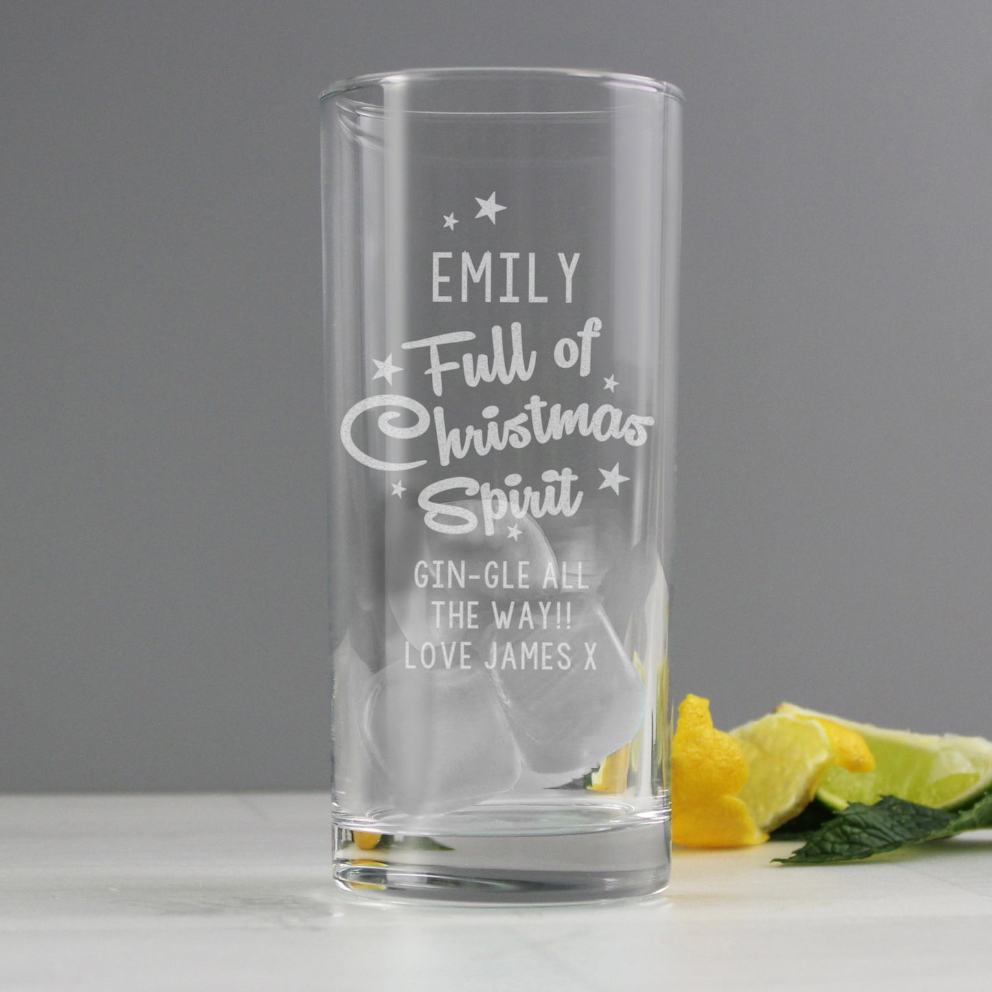 Personalised Full Of Christmas Spirit Hi Ball Glass - MK&JD Gifts