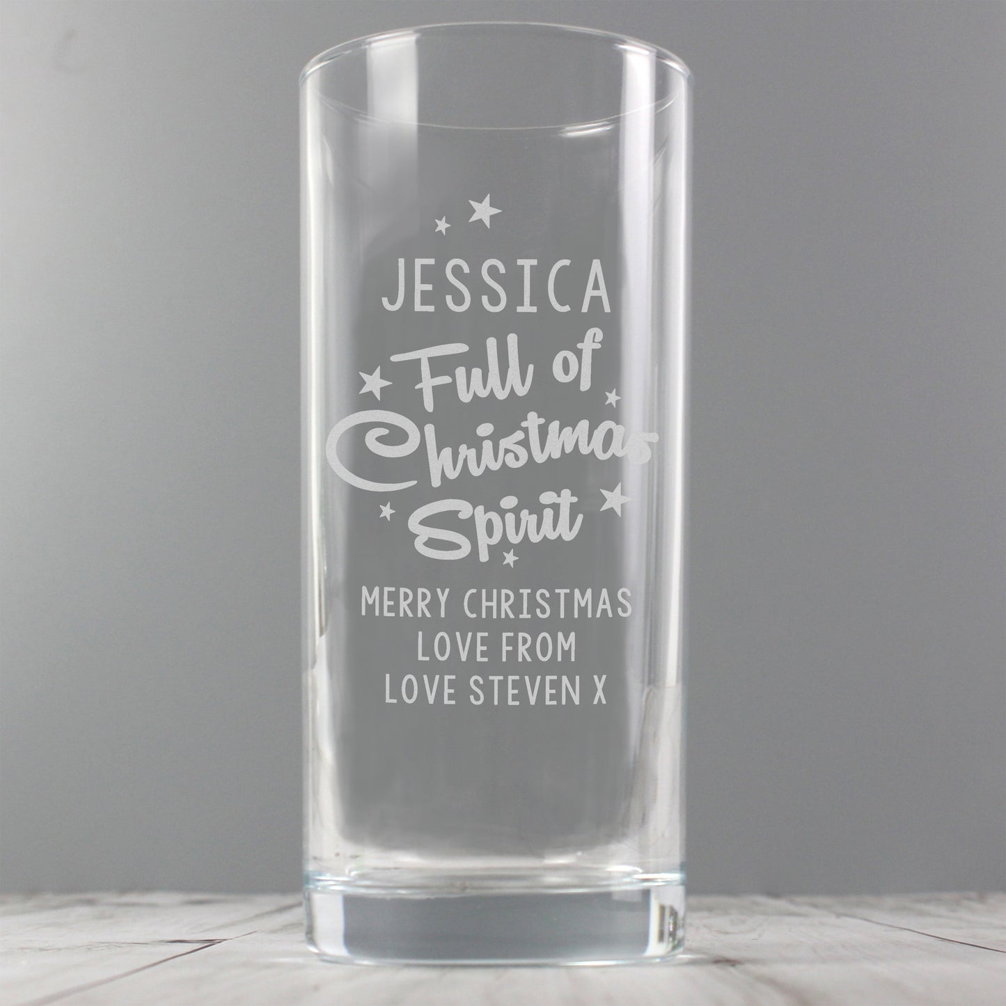 Personalised Full Of Christmas Spirit Hi Ball Glass - MK&JD Gifts