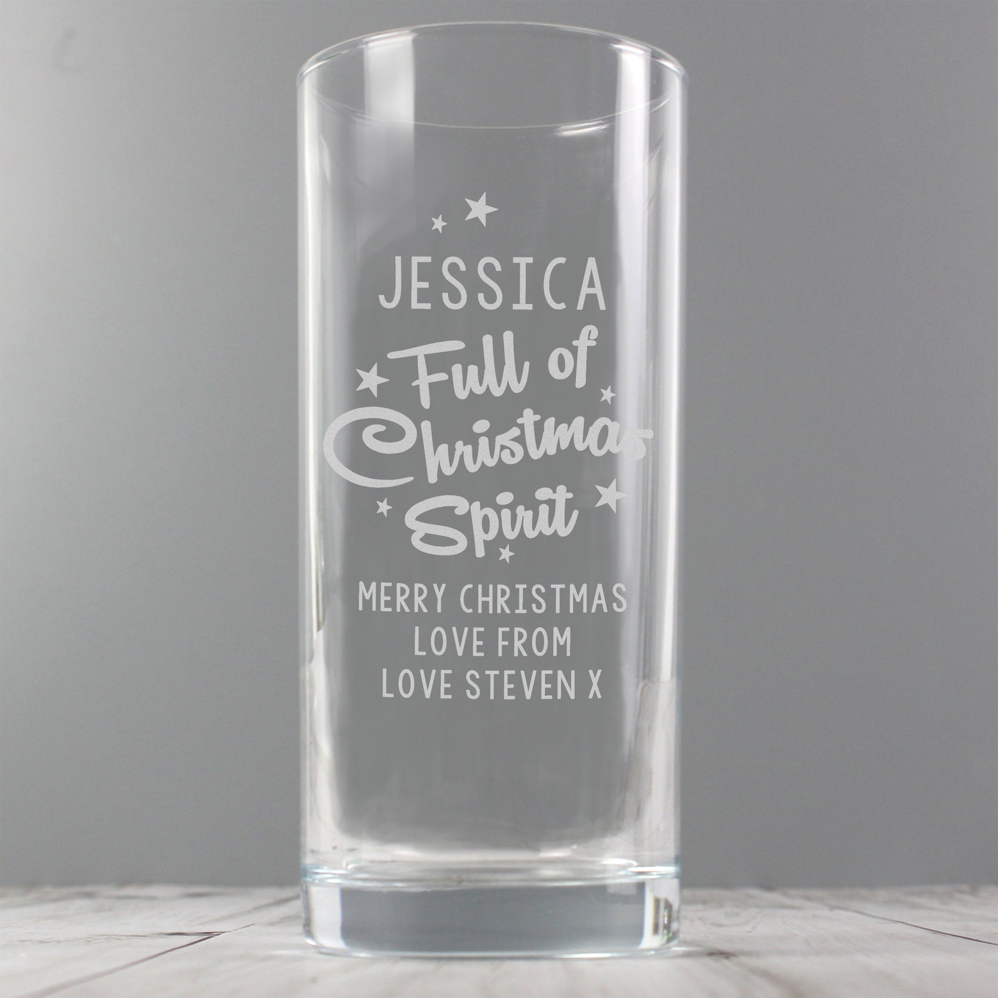 Personalised Full Of Christmas Spirit Hi Ball Glass - MK&JD Gifts