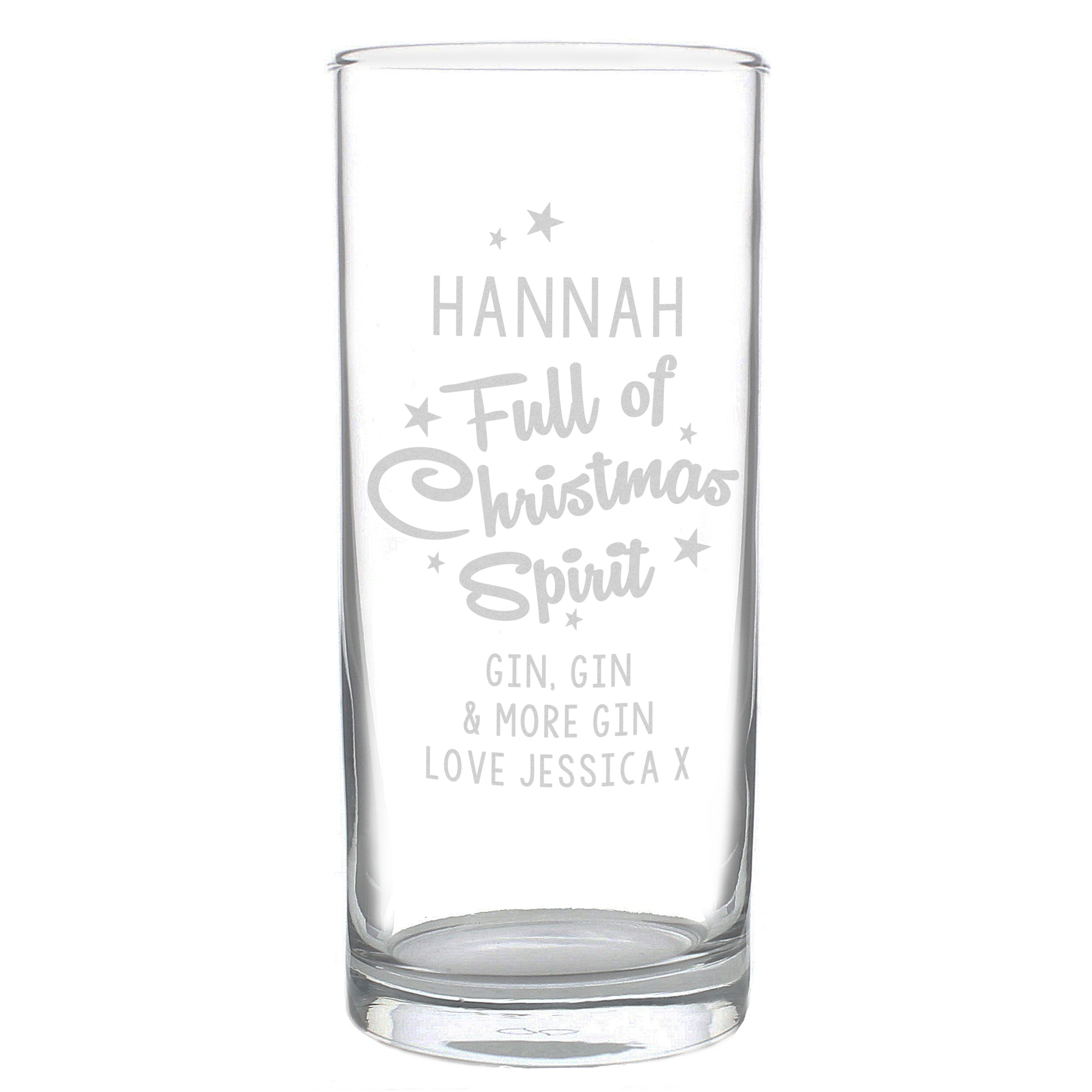 Personalised Full Of Christmas Spirit Hi Ball Glass - MK&JD Gifts