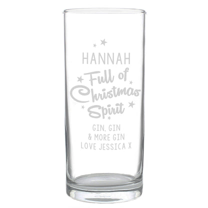 Personalised Full Of Christmas Spirit Hi Ball Glass - MK&JD Gifts
