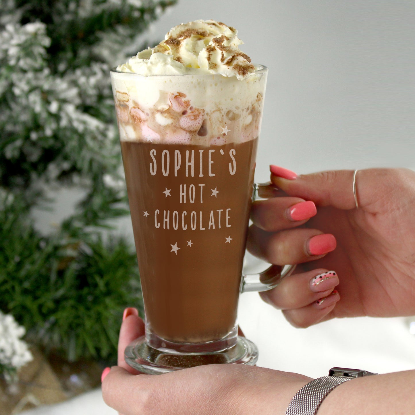Personalised Stars Hot Chocolate Latte Glass - MK&JD Gifts