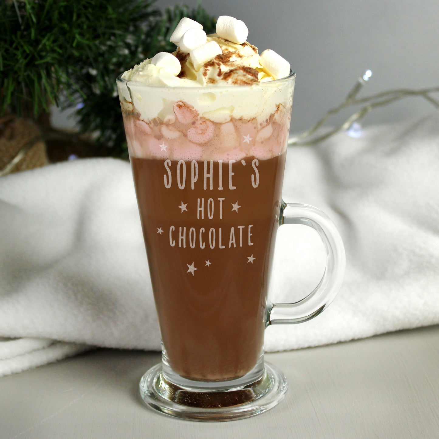 Personalised Stars Hot Chocolate Latte Glass - MK&JD Gifts