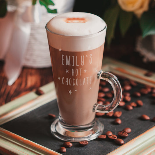 Personalised Stars Hot Chocolate Latte Glass - MK&JD Gifts